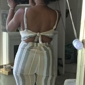 Striped Cream Jumpsuit romper